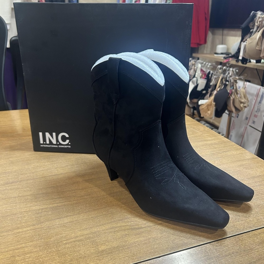 INC International Concepts‎ Boots Womens Size 8 Black Seciaf Western Bootie Zip